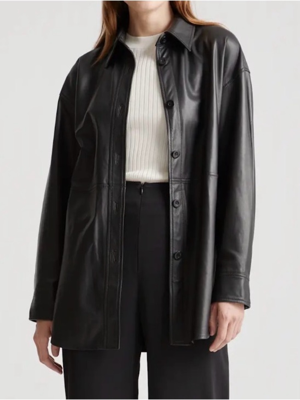 Quince 100% Leather Shirt Jacket NWT